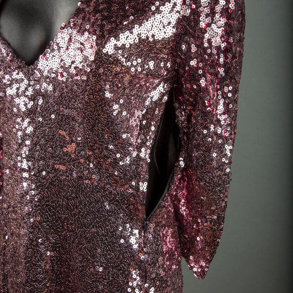 GORGEOUS Short Pink Sequin Evening Party Cocktail Pageant Homecoming Dress Small - Picture 4 of 10